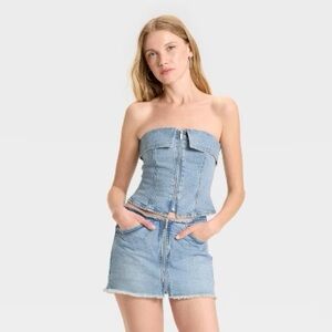 Denim Corset Tube Top Wild Fable NWT Fall Winter Minimalist Country Festival